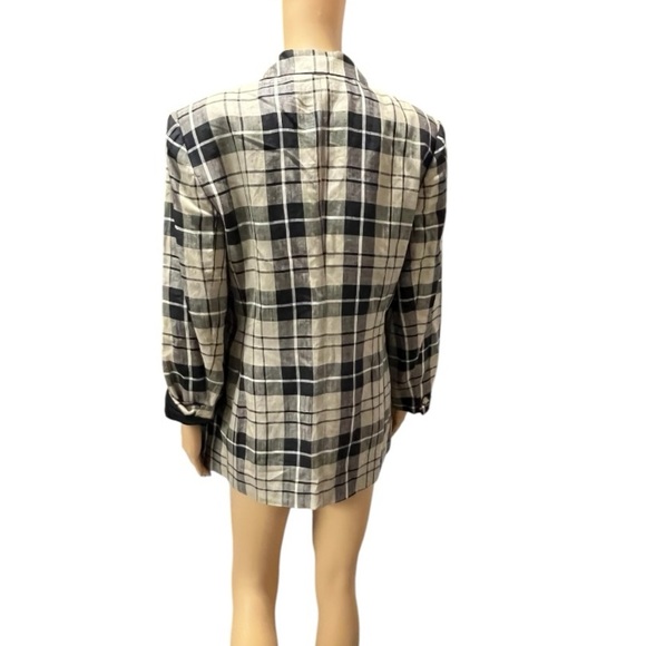 Jones NY Petite Black & Tan Jacket Blazer with Pockets Lined Linen Blend Size 14 - Picture 3 of 7